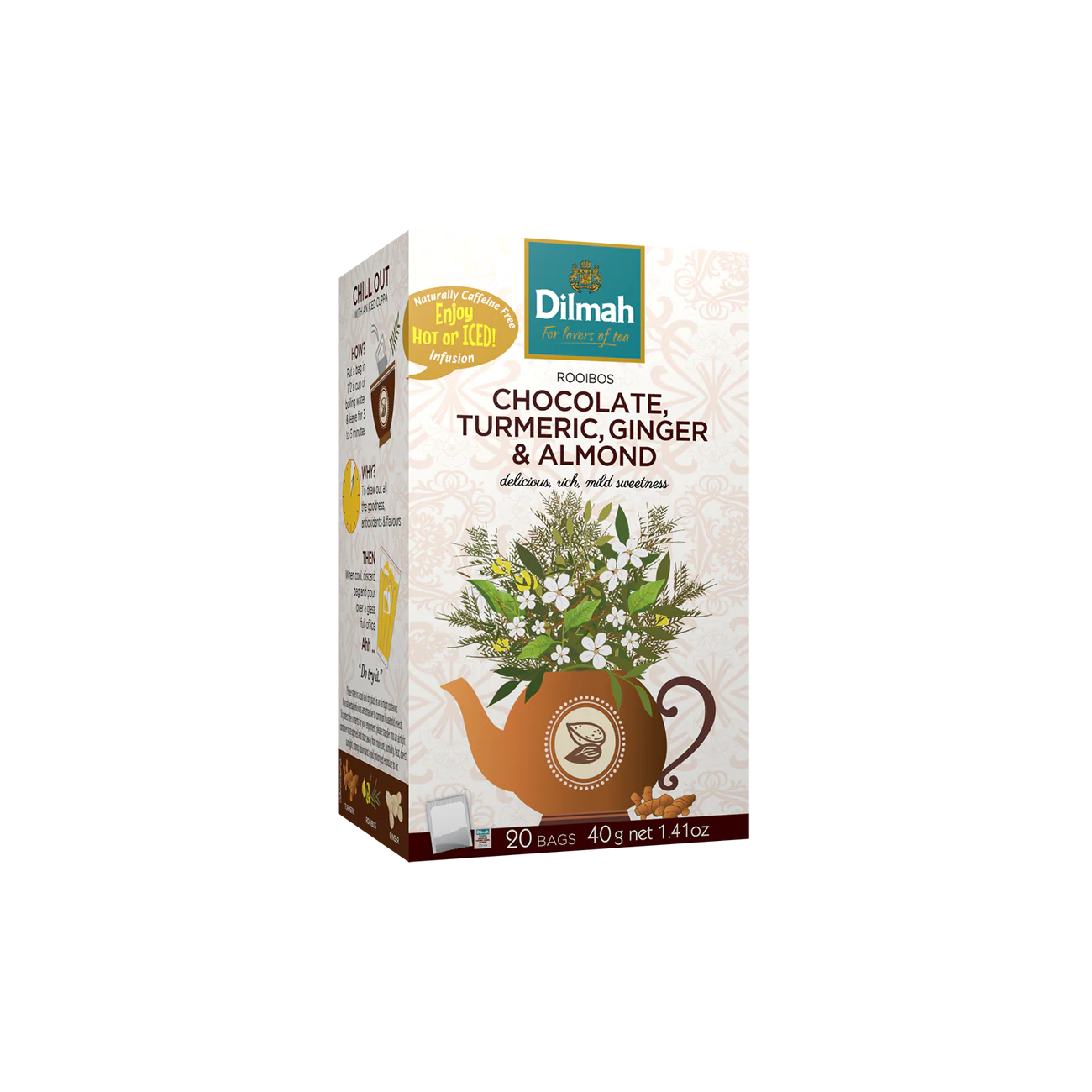 Chocolate, Turmeric, Ginger & Almond tagged Rooibos 20's by Dilmah